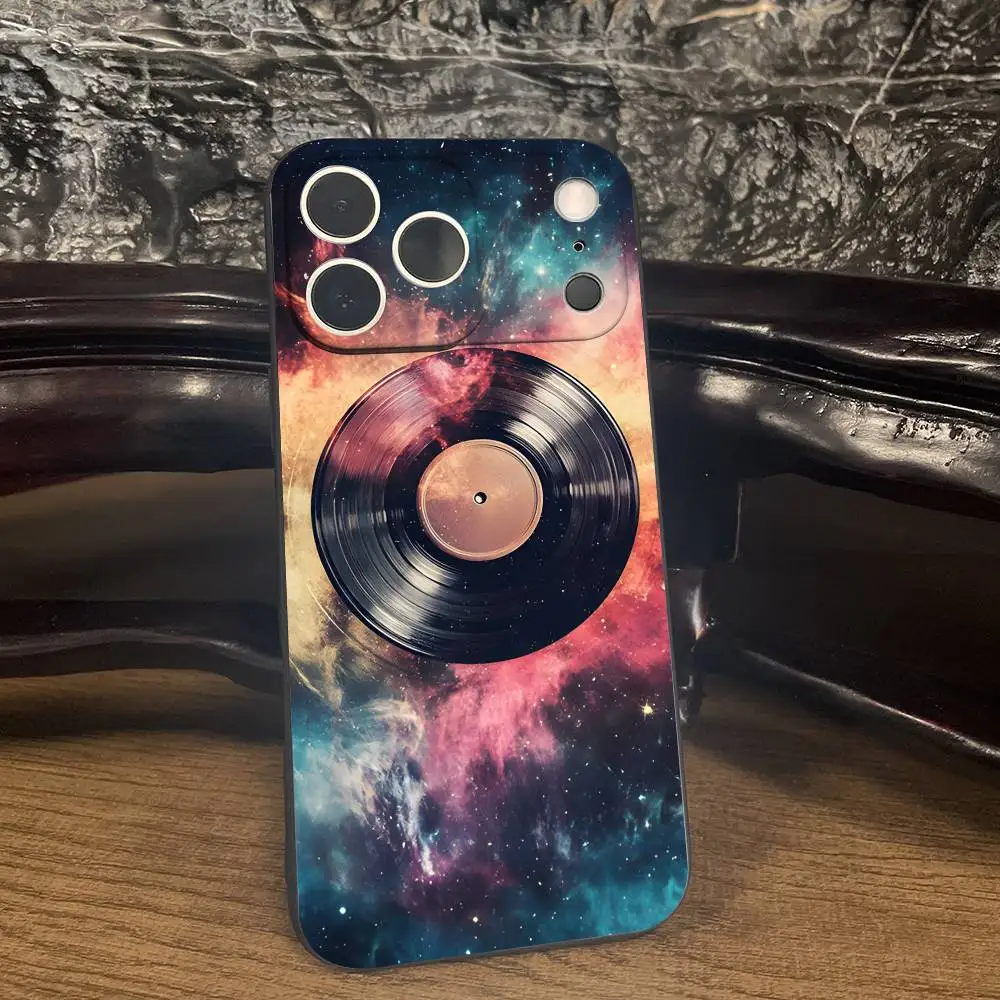 Vinyl Record DJ Art Phone Case For iPhone 17,16,15,14,13,12,11 Plus,Pro Max,XS,X,XR,SE,Mini,8,7,Soft Silicone Black Cover