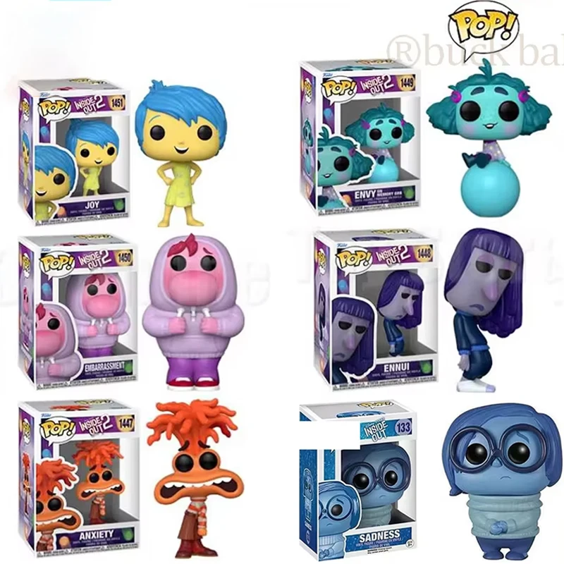 Funko Pop Inside Out 2 Figure Joy Sadness Anger Disgust Fear Action Figures Model Doll Collection Desk Decor Toys Birthday Gift