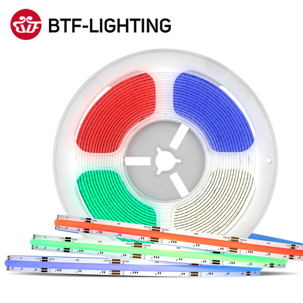 FCOB RGB RGBW LED Light Strip 12V 810 24V 840 896 LED Flexível FOB COB 10mm 4pin 12mm 5pin Luzes de alta densidade RA90 regulável