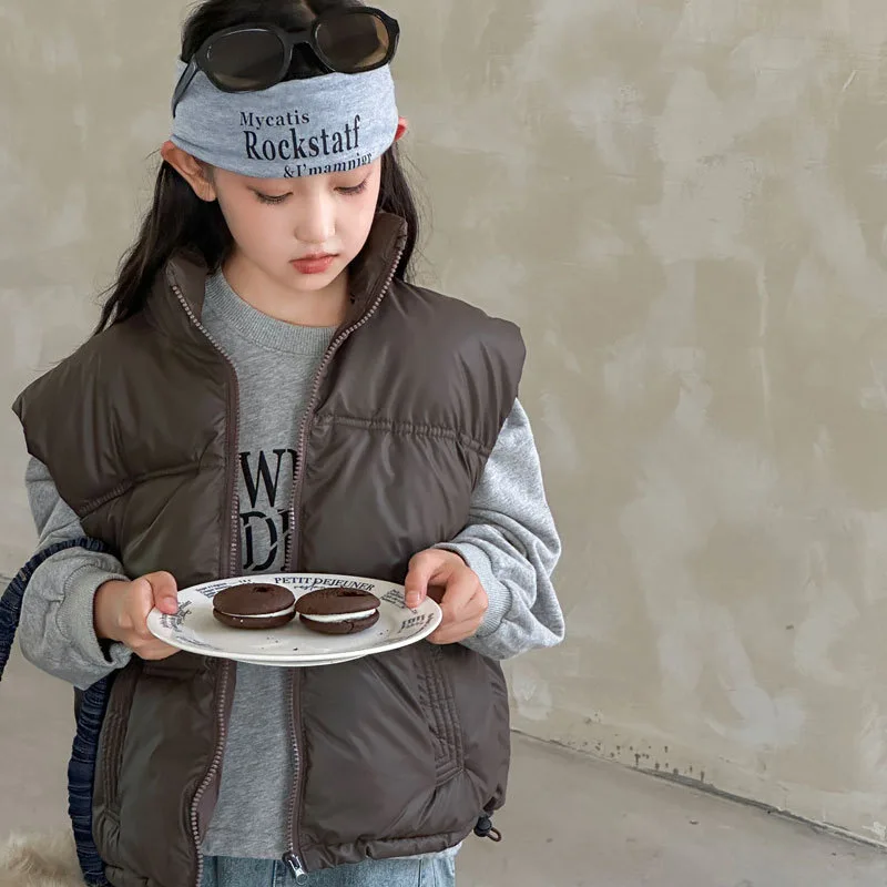 Koreanische Daunen-Baumwollweste für Kinder, Jungen und Mädchen, Herbst- und Winterweste mit Stehkragen, wasserdicht und warm, 1-14 Jahre – Detail 8