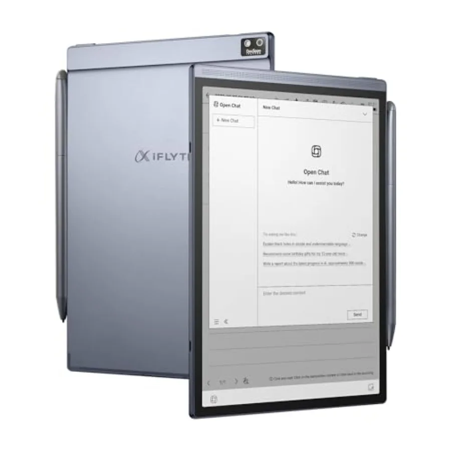 AI note-taking tablet for meetings and scheduling aluminum body matte black voice-to-text transcription and multi-language supp