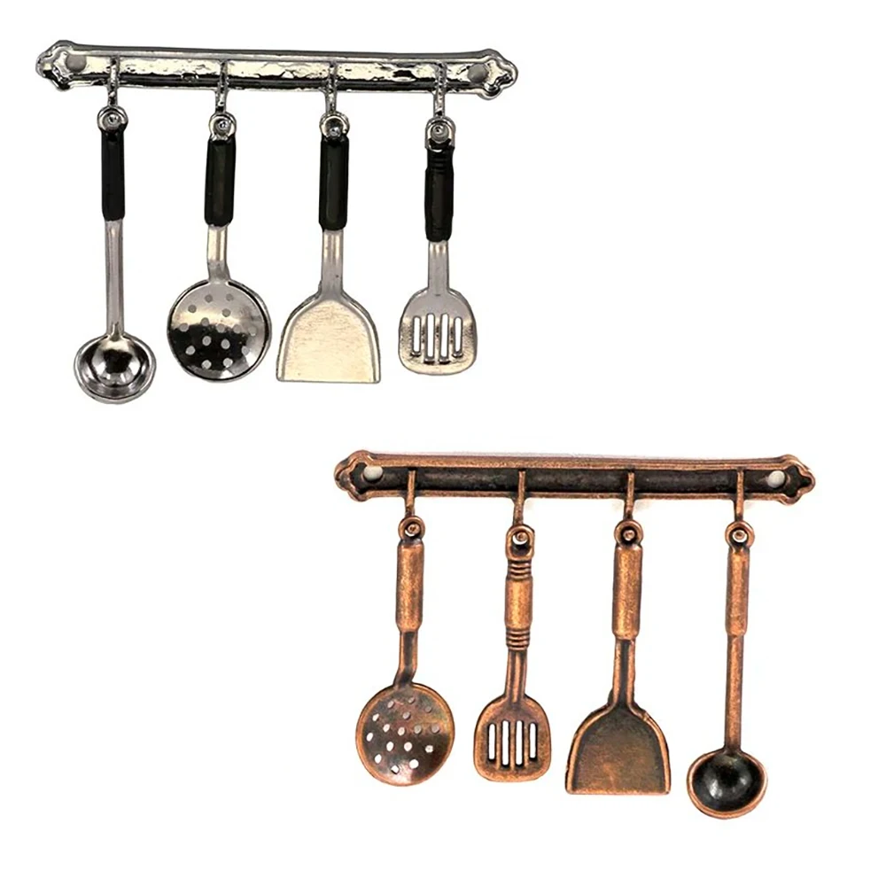 1/12 Dollhouse Miniature Accessories Mini Shovel Soup Spoon Storage Holder Set Kitchenware Model for Decoration ob11 bjd
