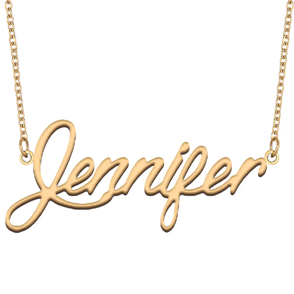 Jennifer Name Necklace for Women Nameplate Stainless Steel Pendants Collares Para Mujer Friends gift