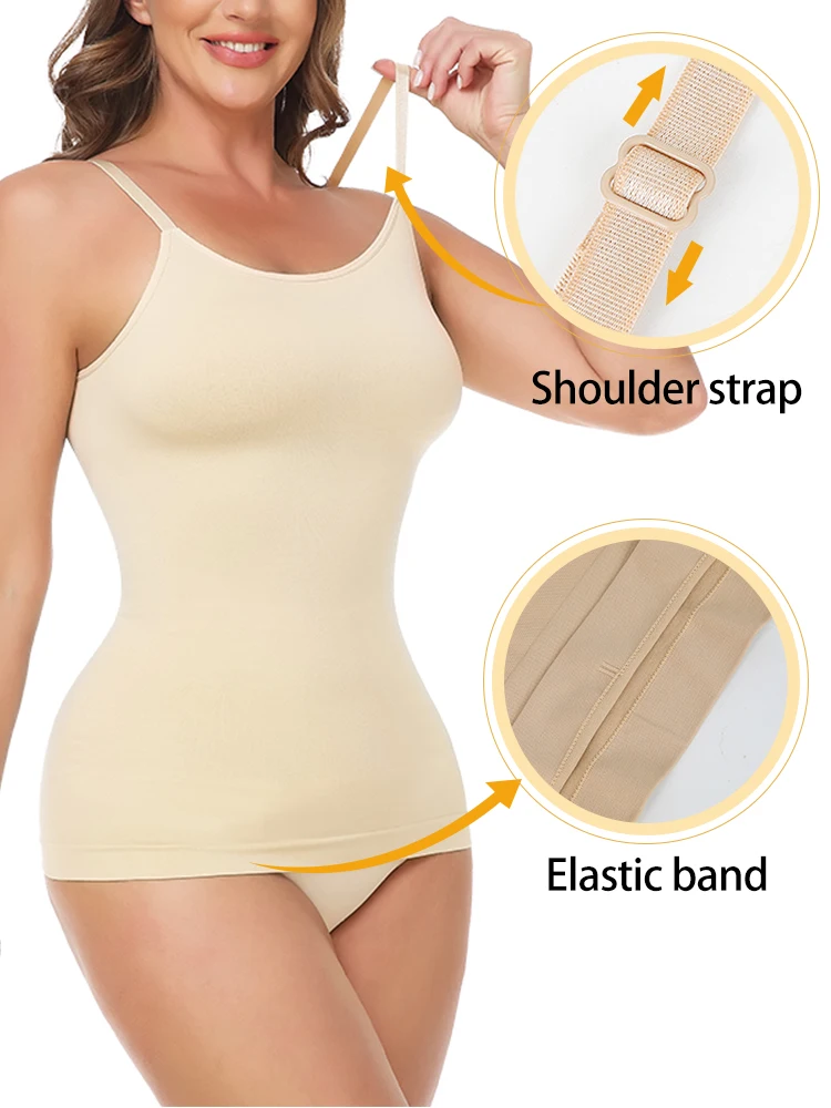 Womens Long Shapewear Tummy Control Seamless Body Shaper Camisole Compression Tank Tops Bottoming Shirt