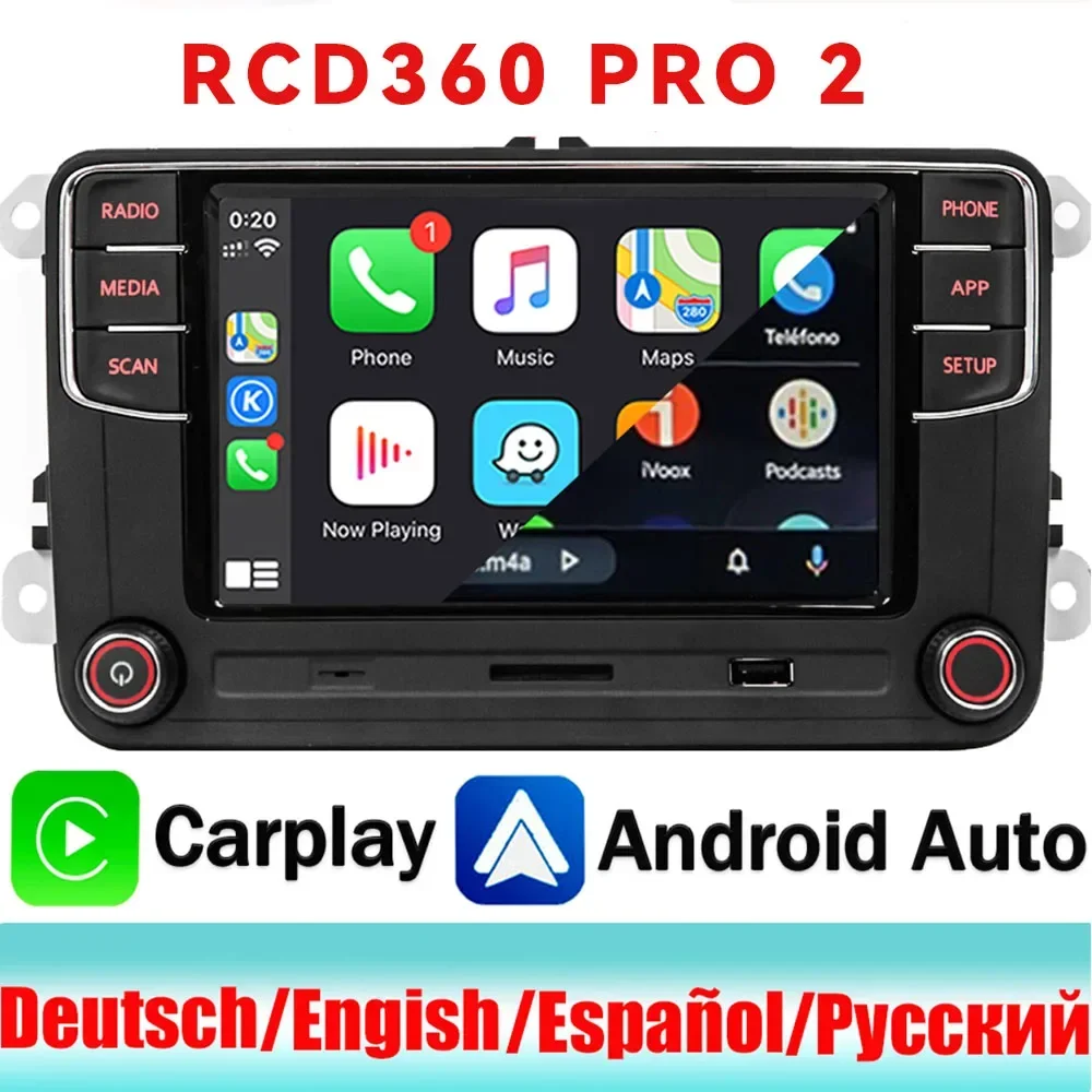 

2025RCD360 Pro CarPlay Android Auto Mirror-link Автомобильный DVD-плеер Автомобильный радиоприемник для VW Golf 5 6 Jetta MK5 MK6 Tiguan CC Polo Passat