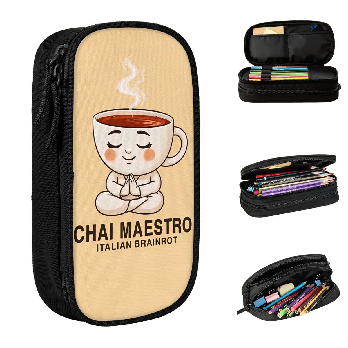

Aesthetic Pencil Case Italian Brainrot Chai Maestro Pencil Bag School Pencil Cases Girls Boys Zipper Design Stationery Organizer