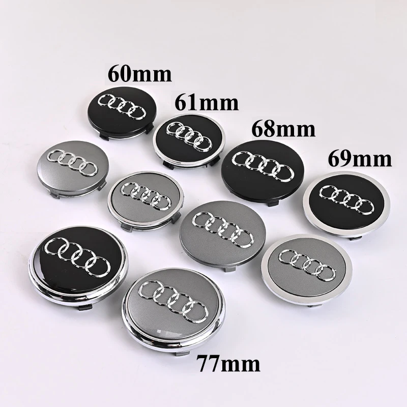 4pcs 60mm 61mm 68mm 69mm 77mm Car Wheel Center Caps For Audi A1 A2 A3 A4 A5 A6 A7 A8 Q2 Q3 Q4 Q5 Q7 S3 S4 S5 S6 S7 S8 RS3 RS5 TT