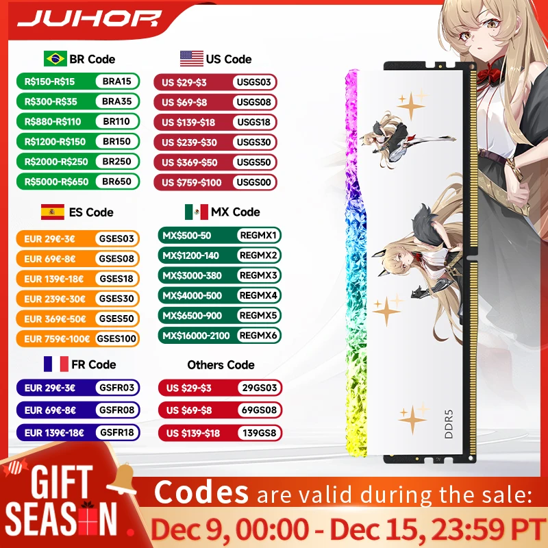 JUHOR Memoria Ram RGB DDR5 16GB 6400MHz  6800MHz 16GBx2pcs  UDIMM Desktop UDIMMRAM PC Computer Memory Hynix Chip