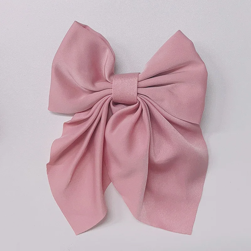 Oaoleer Sweet Girl Big Bowknote Hair Pin Solid Handmade Chiffon Hair Bows Clip Barrettes Kids Headwear Boutique Hair Accessories