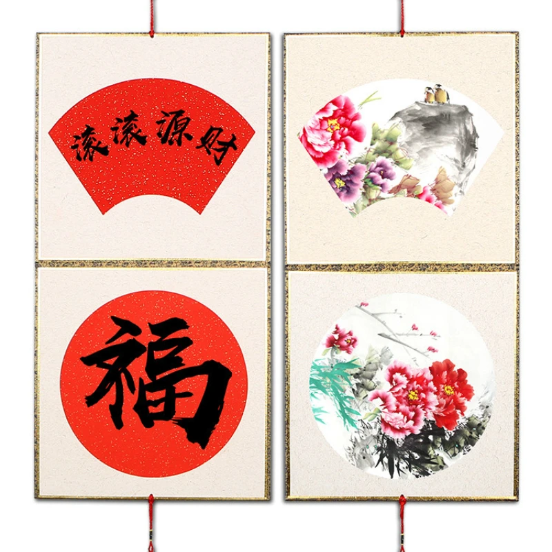 Thicken Folding Hanging Xuan Paper Cards Half Ripe Rice Paper Brush Pen Calligraphy Watercolor Painting Lens Papier Papel China