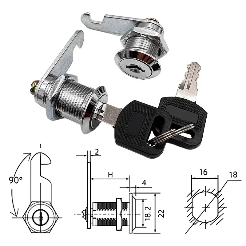 5/20/100Set Security Lock Metal Cylinder Cabinet Locker Cam Lock With Keys Security Mailbox Lock Drawer 16mm/20mm/25mm/30mm/35mm