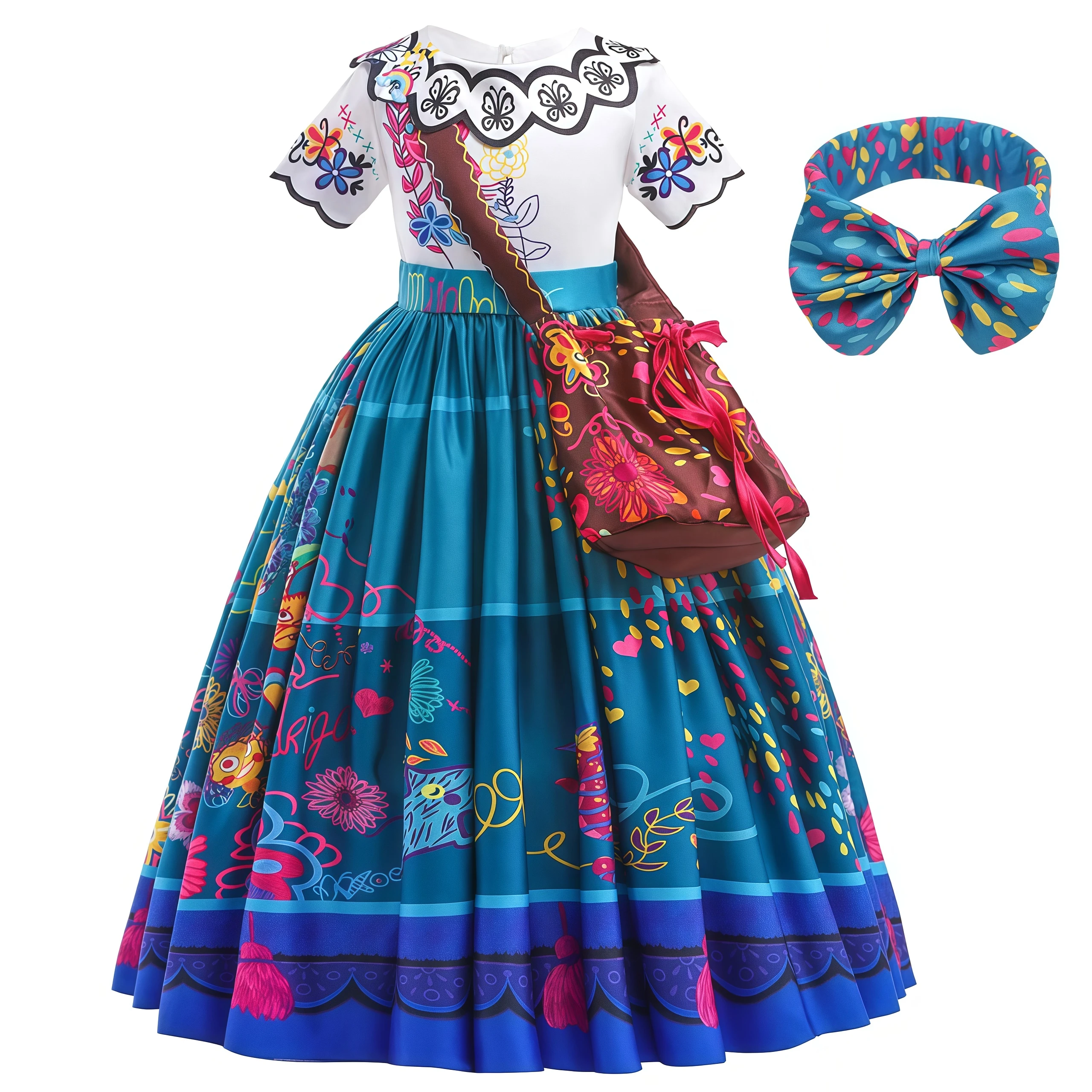 Girls Princess Costume Children Encanto Halloween Clothes Kids Printed Cartoon Fantasy Carnival Birthday Cosplay Vestidos 4-12Y