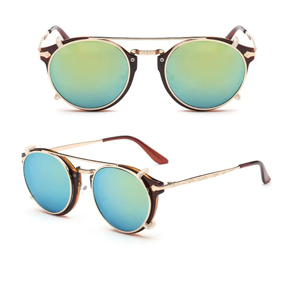 

Korean Double Layer Steampunk Flip-Up Sunglasses Two Usage Flip Cover Punk Eyeglasses Black Shades Glasses Computer Eyeglasses