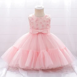 Toddler Baby Party Dresses For Girls Birthday Wedding Gown Tulle Infant Princess White Baptism Dress Newborn Christening Gown