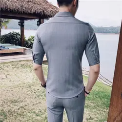 3-A95  2024 striped suit niche three-quarter short-sleeved summer Xiaoxiang style bran's double-breasted high-quality suit