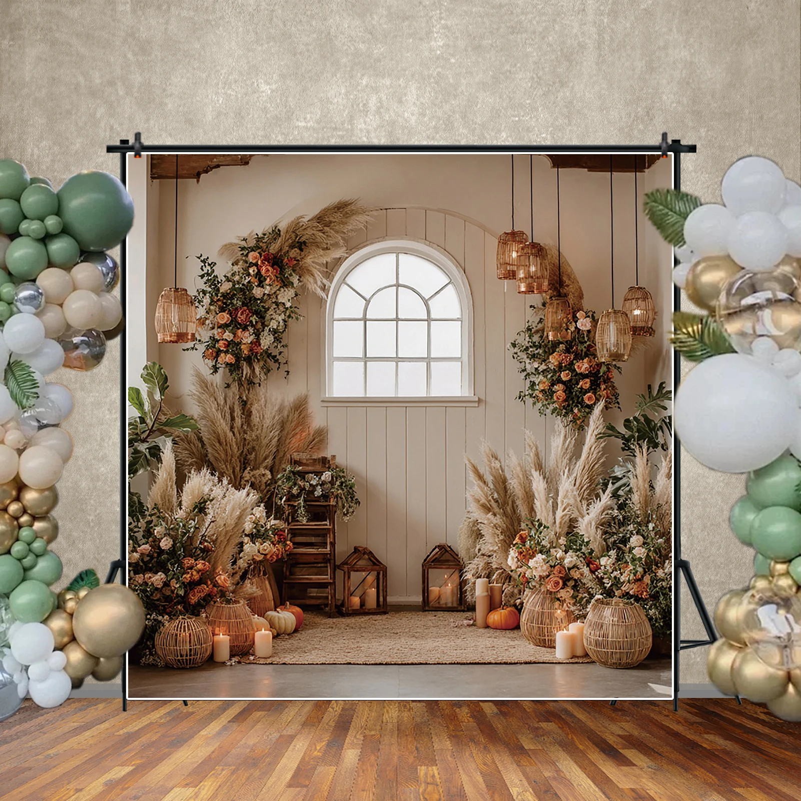 MOON.QG Boho Room Backdrop Sofa Bookshelf Cushion Backgrounds Wall Newborn Photography Props Accessories Baby Shower Decoration