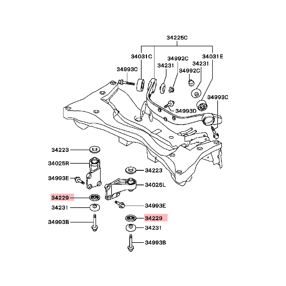 1 Piece MB515155 Rear Suspension for Outlander Bracket Lower Rr Support Cushion Diff Support for Airtrek 2003-2006 First Gen 4WD