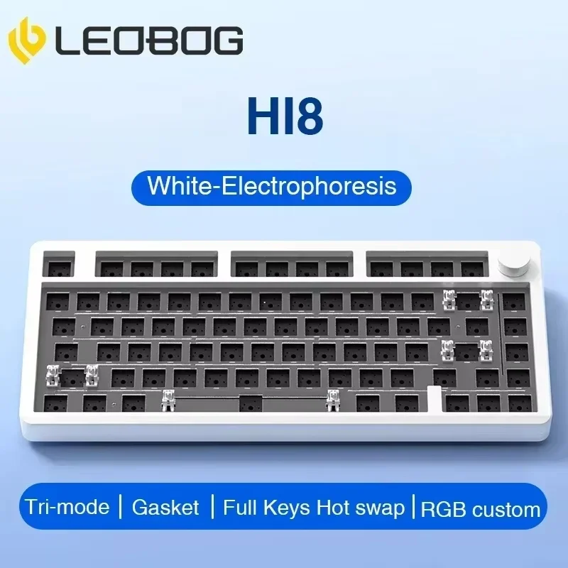 Leobog-Kit de teclado mecánico Hi8, 3 modos, USB/2,4G/Bluetooth, inalámbrico, Kits de aluminio, 80 teclas de intercambio en caliente, teclados de