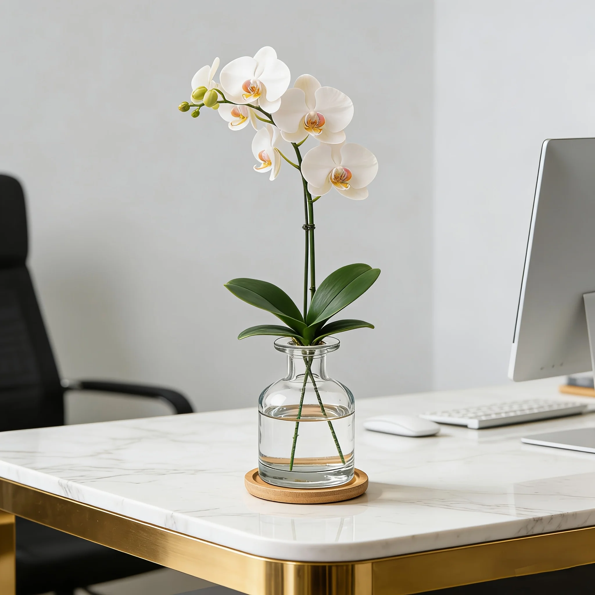 Clear Glass Hydroponic Vase with Bamboo Base, Mini Desktop Planter for Home & Office Decor, Ideal for Small Plants & Gifts