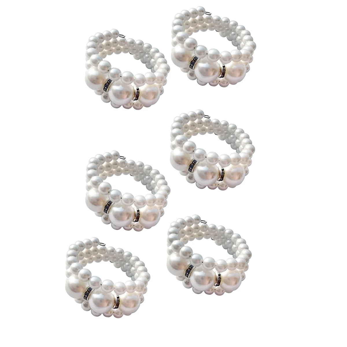 

Napkin Ring Elegant Bling Modern Pearl Beaded Use for Holiday Party Birthday Party Wedding Napkin Rings Set of 6