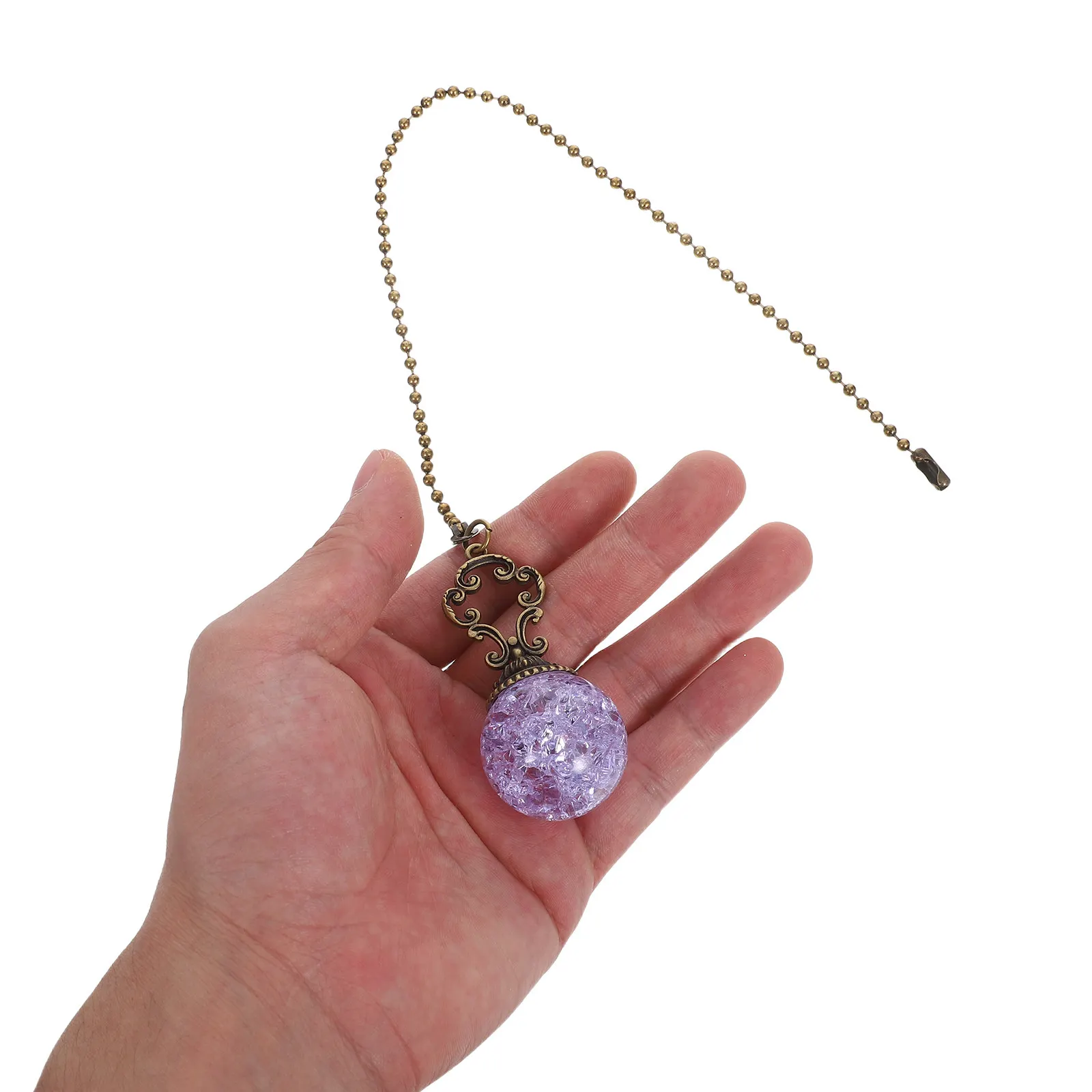 2Pcs Ceiling Fan Pull Chain Replacement with Ice Crack Crystal Pendant Bronze Decorative Pull String for Light Fixtures