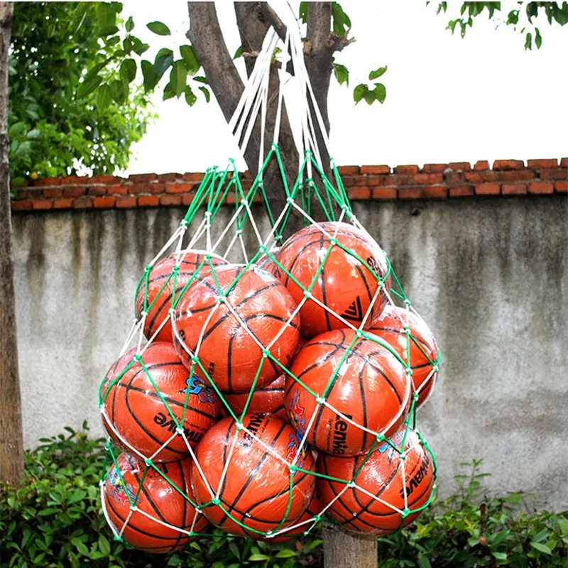 Outdoor Basketball Baskets Football Volleyball Large Nylon Red + White Braided Mesh Net Bag Sports Accessories