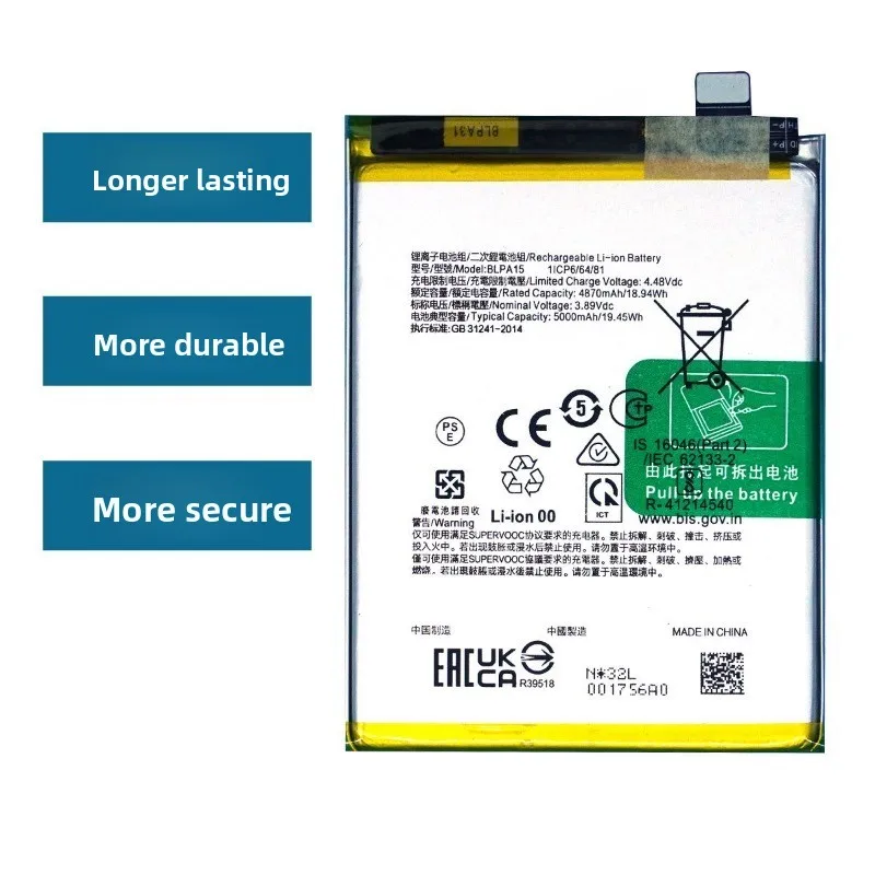 BLPA15 for OPPO Realme 11 5G/Realme 11Pro 4G/5G Phone Battery High Quality  Capacity Replacement Bateria Grade A Cell with Tools