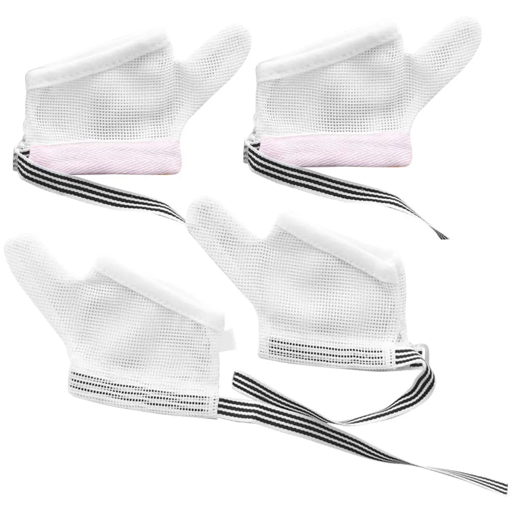 

2Pairs Infant Finger Protector Anti-Sucking Mesh Gloves Breathable Baby Thumb Guard for Night Time TV Watching Non-Irritating