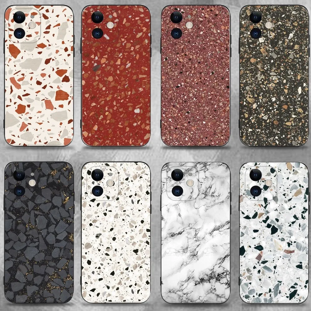 

Terrazzo Abstract Tortoise Phone Case For iPhone 16,15,14,13,12,11 Plus,Pro Max,XS,X,XR,SE,Mini,8,7,Soft Silicone Black Cover