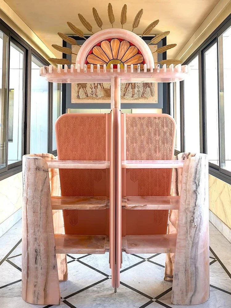 Artistic light luxury marble wine cabinets, high-end display cabinets, villas, luxury luxury fashion sideboards