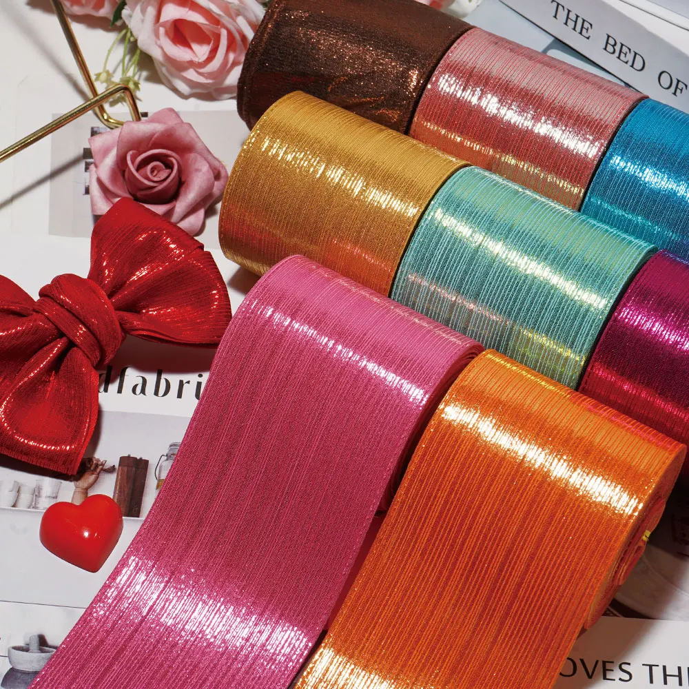5 yardas, 75mm, 38mm, cinta sólida, aluminio, bolsa dorada y plateada, cuerdas, decoración de ropa DIY, lazos, banda, bolsas de ropa, accesorios de borde