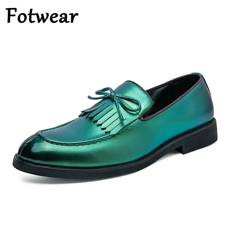 

Big Size Tassel Men Oxfords 48 Dress Shoes Fashion Bow Formal Shoes Casual Business Footwear Slip On Party Pointed Toe Men Shoes