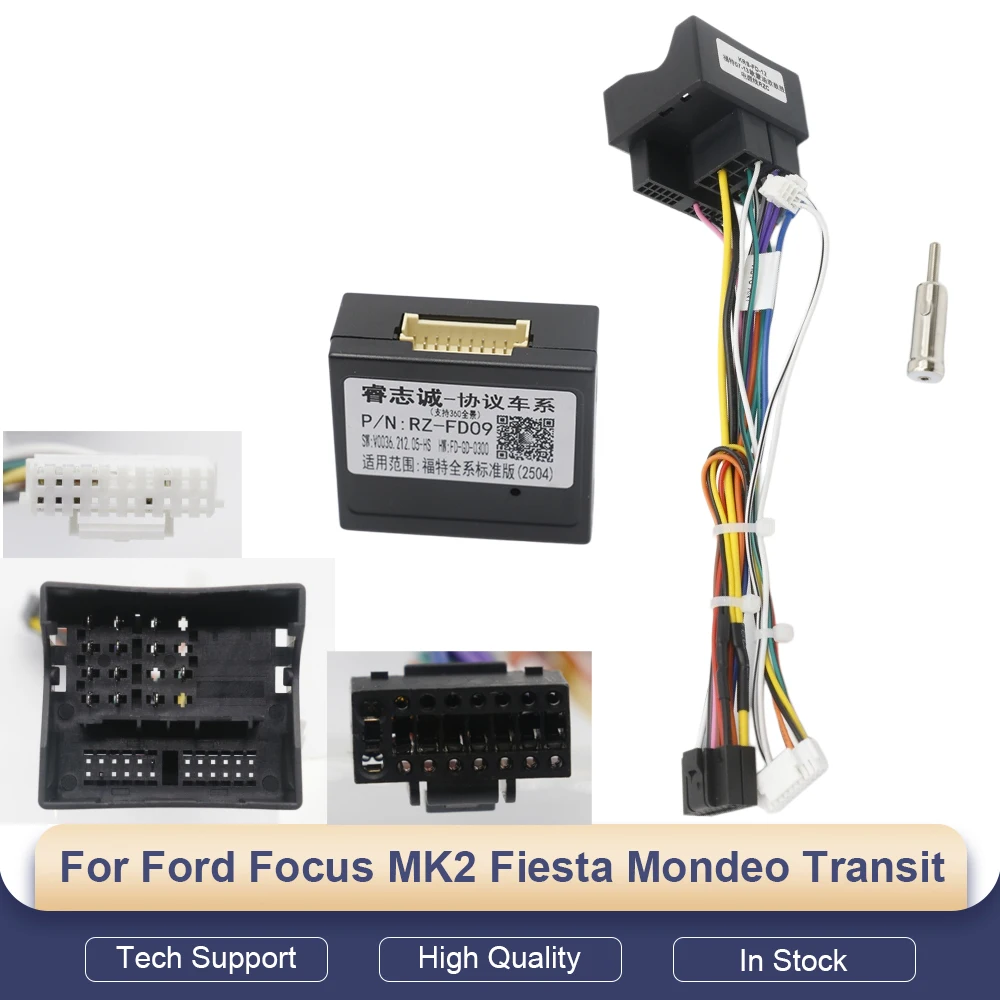 

16 Pin CAN Bus Decoder Wiring Harness For Ford Focus MK2 Fiesta Mondeo Transit Android Radio Installation Cable