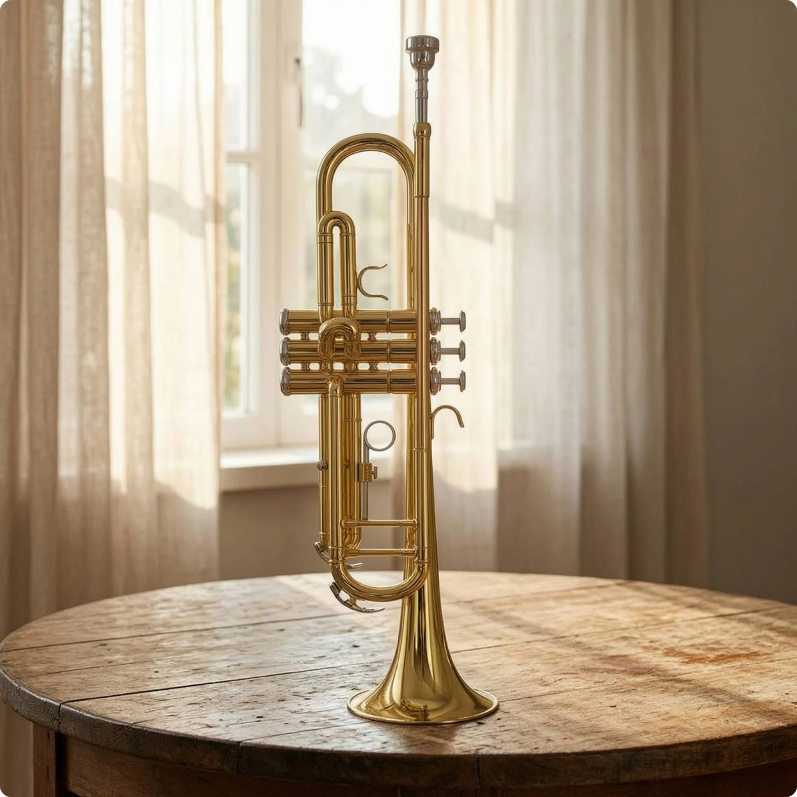 B-Flat Trumpet Polished B Flat Trumpet Brass Instrument Projecting Compact for Beginners, Practice, School Bands