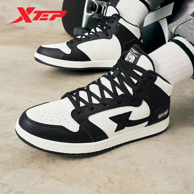 Xtep Cotton Shoes For Women 2023 Winter High Top Women\'s Skateboarding Shoes Keep Warm Casual Lace Up Sneakers 877318370006