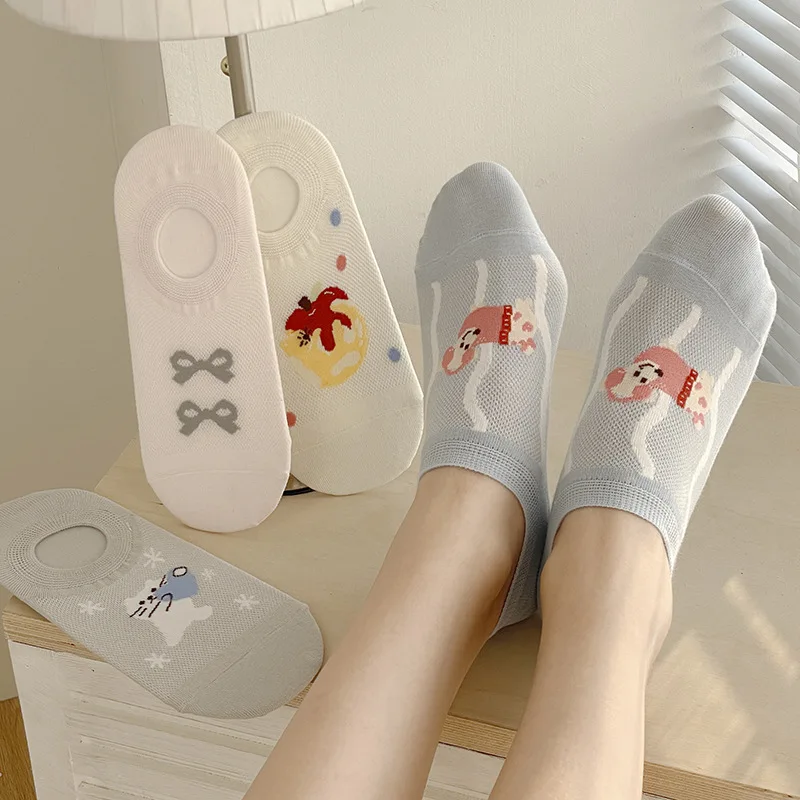 

Summer New Lightweight Boat Socks Women's Short Tube Mesh Breathable Invisible Anti-slip Cotton Socks Comfortable Soft Material
