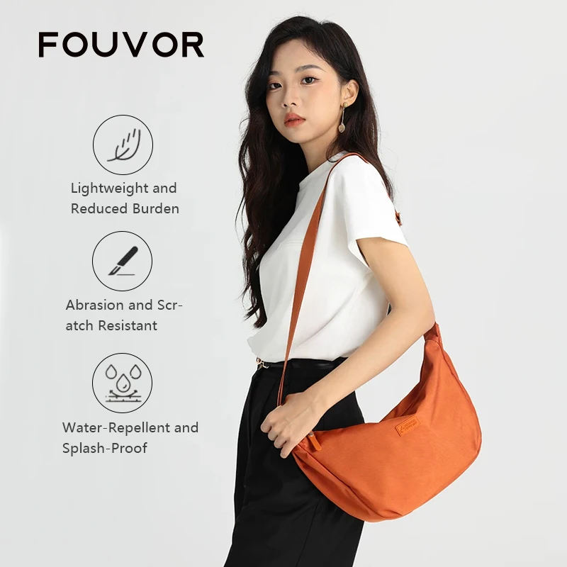 Bolsa Transversal Feminina Fouvor de Nylon Oxford, Bolsas Estilo Dumpling, Tendência 2026, Moda Esportiva Casual, Bolsa de Ombro Nova 3013-03 3013-15