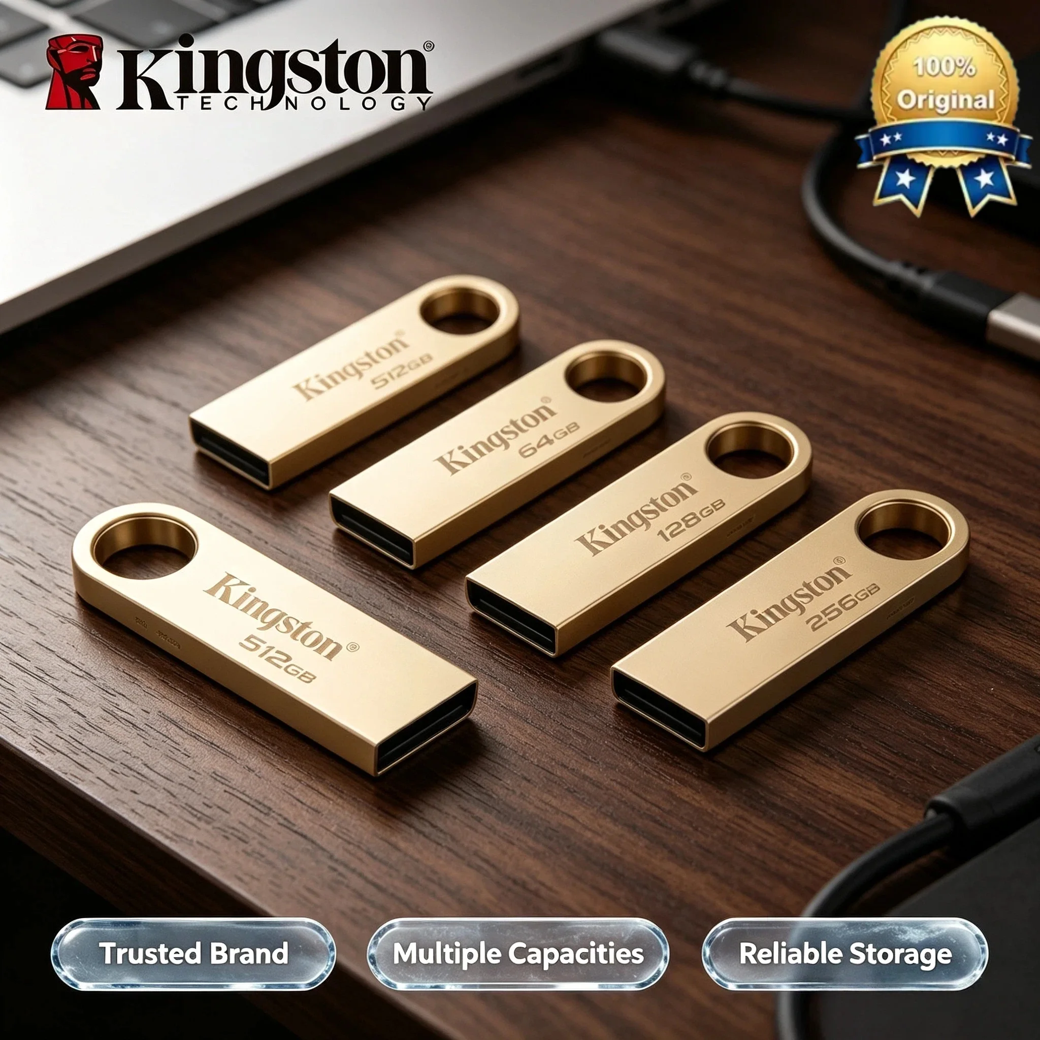 Kingston High Speed Pen Drive USB 3.2 Metal 220Mb/s Read 100Mb/s Write Flash Drive for Car TV USB Disk Stick