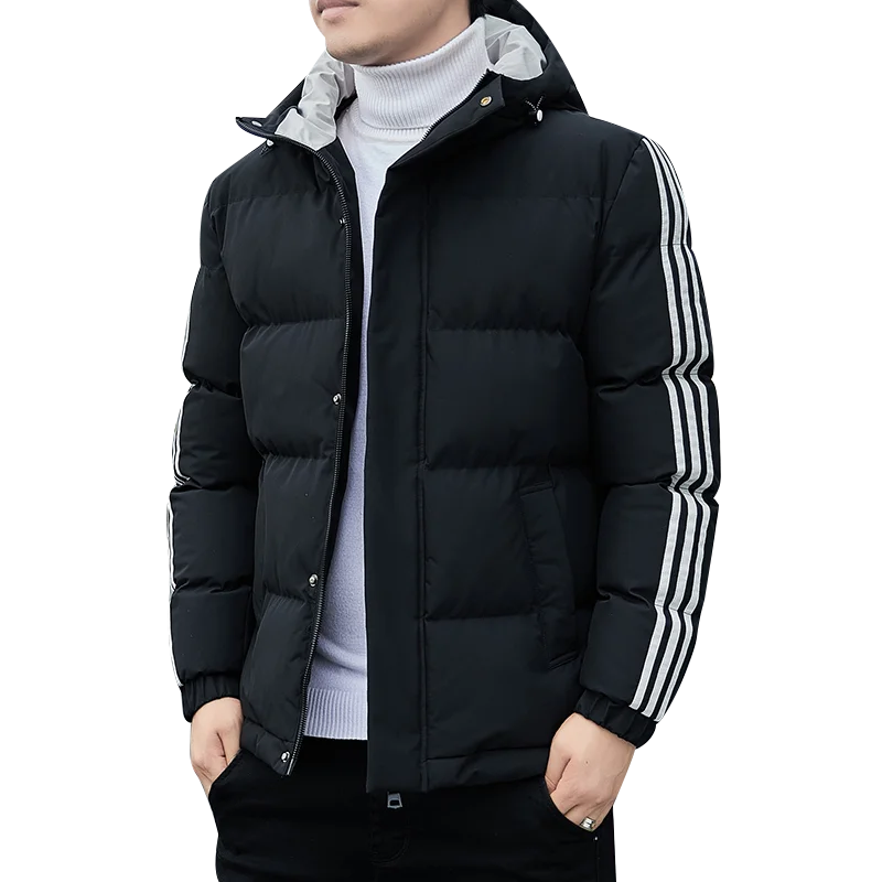 Padded winter coat Men's warm padded jacket hooded solid color short clip padded jacket down padded jacket