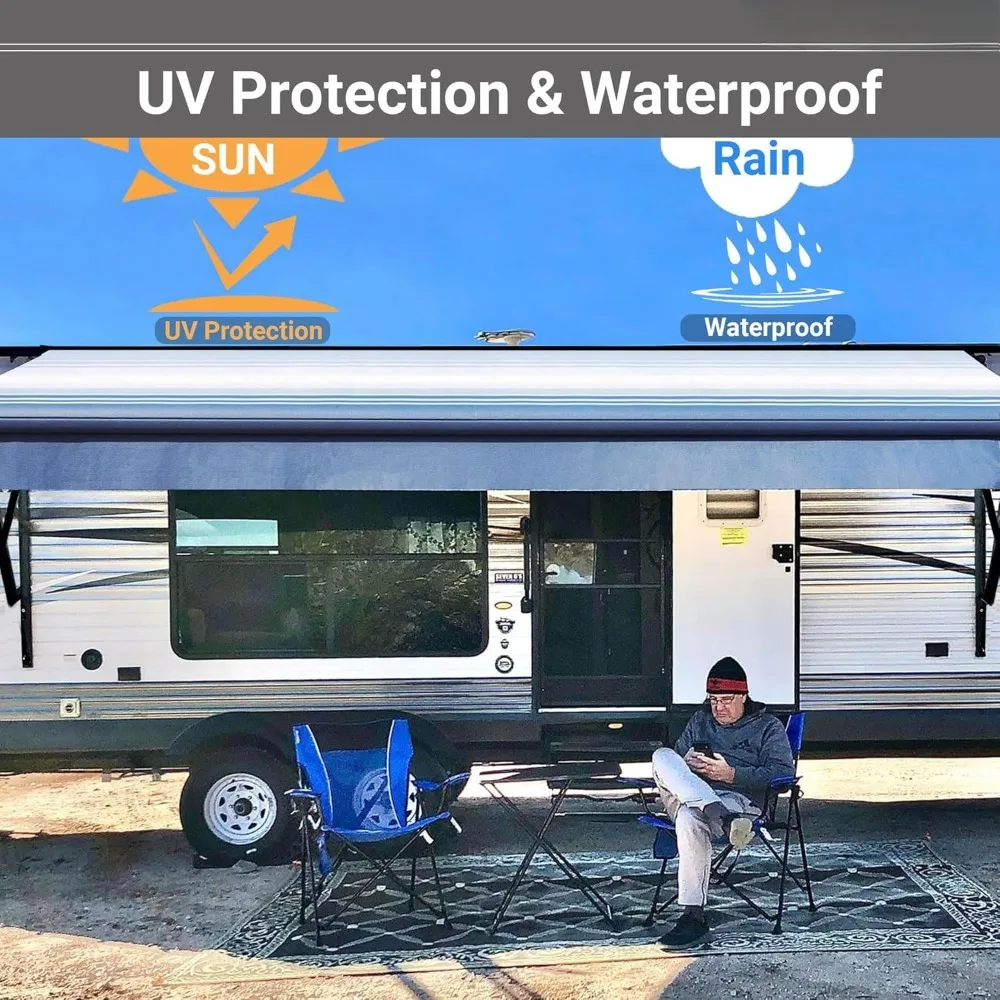 Tenda RV Bermotor Kit Lengkap Tenda Kemping Listrik Dapat Ditarik untuk RV, Trailer, Roda 5, Tenda Trailer RV Motohome