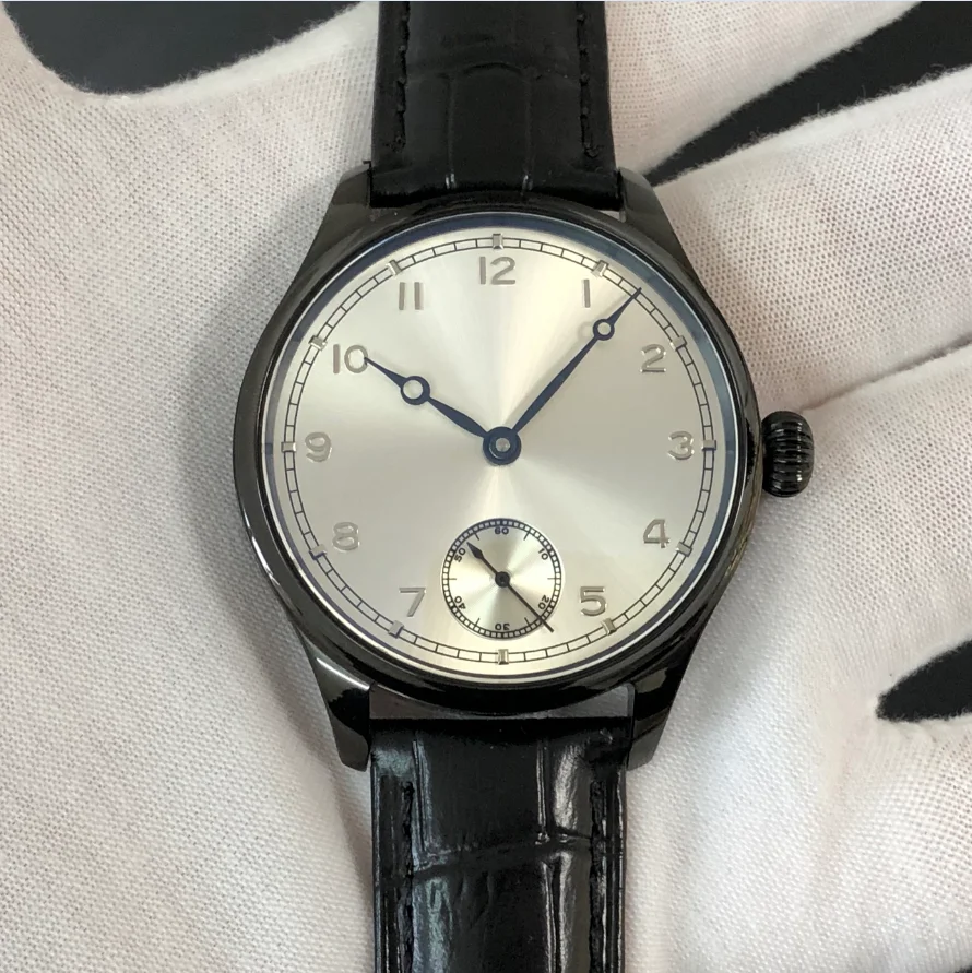 41mm NO LOGO Asian 6498 Watch Sapphire Crystal Or Mineral Glass PVD 316L Stainless Steel Case Pilot Watches GR0107-26