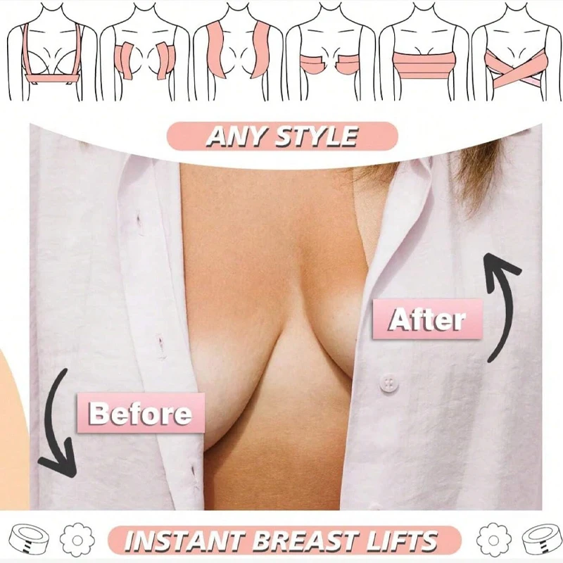 1 rollo de cinta para el pecho, cubiertas para pezones para mujer, sujetador de realce, cuerpo Sexy, sujetadores adhesivos invisibles sin tirantes, ropa íntima para realzar 5M, nuevo