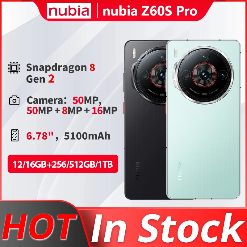 Nouveau Original Nubia Z60S Pro Snapdragon 8 Gen 2 6.78 120Hz OLED 1260 × 2800 50MP 5100mAh 80W charge rapide NUBIA caméra intelligente téléphone