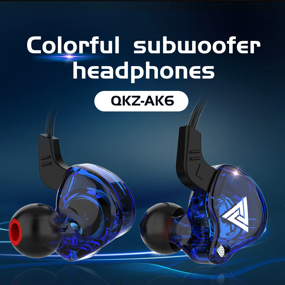 QKZ AK6 Earphone In-Ear Asli 6 Headphone Unit Driver Dinamis dengan Mikrofon Stereo Olahraga HIFI Subwoofer Headset Monitor Earbud