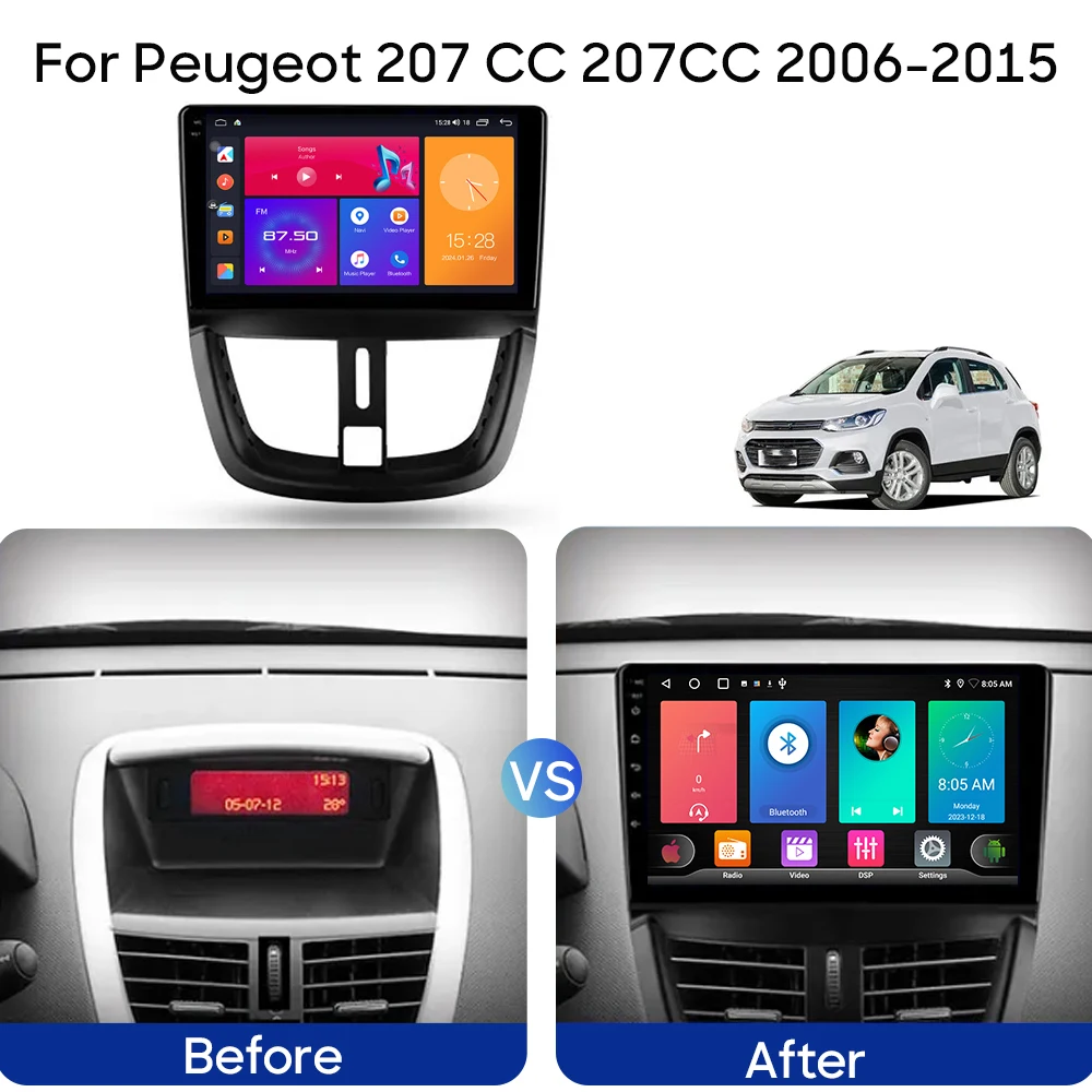 Android Auto For Peugeot 207 CC 207CC 2006-2015 Car Radio Head Unit Multimedia Video Player Stereo Navigation WIFI No 2din DVD