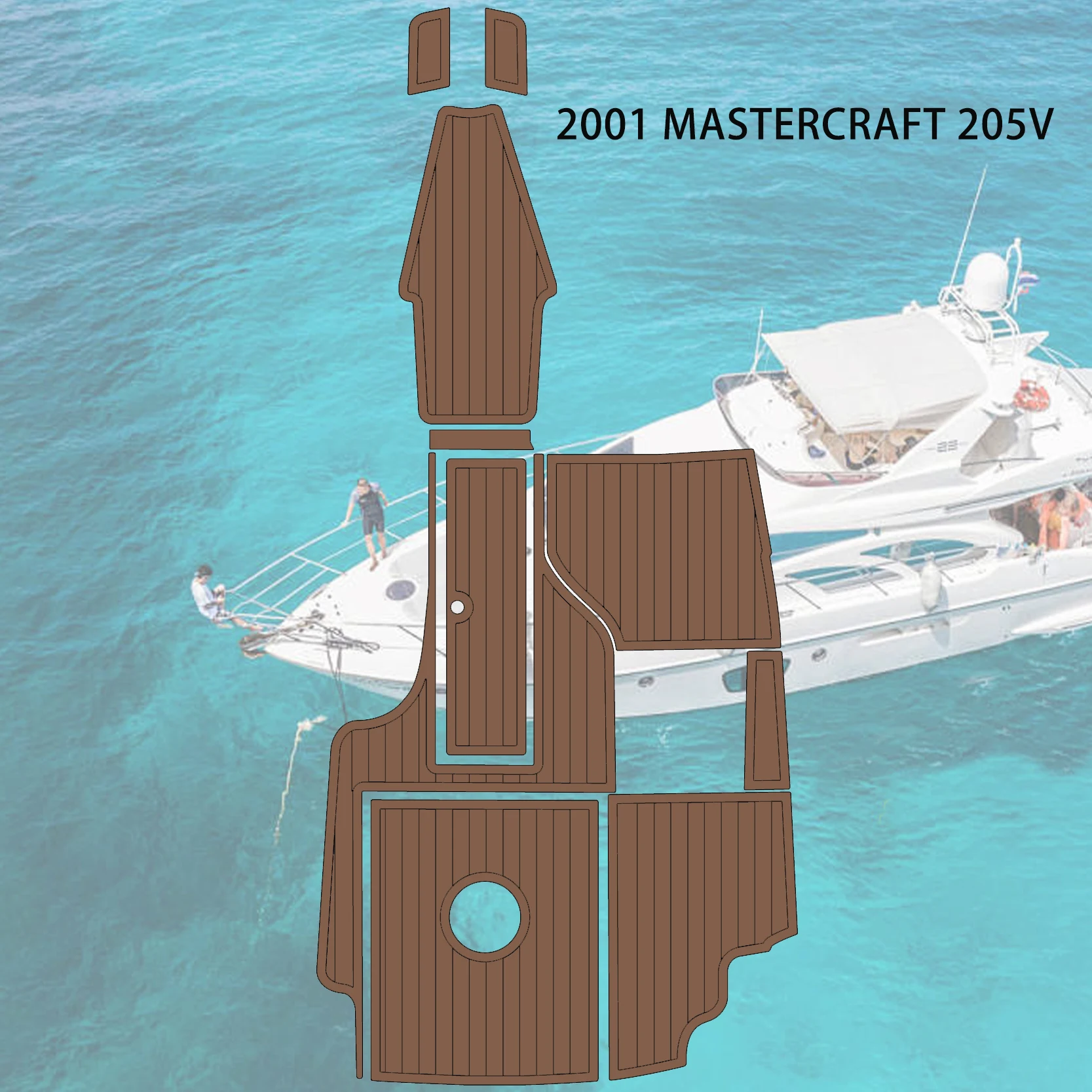 

EVA Teak Deck Mat Cruise Deck Waterproof Floor Mat Self Adhesive Cruise Swimming Platform Cockpit Mat 2001 MASTERCRAFT 205V