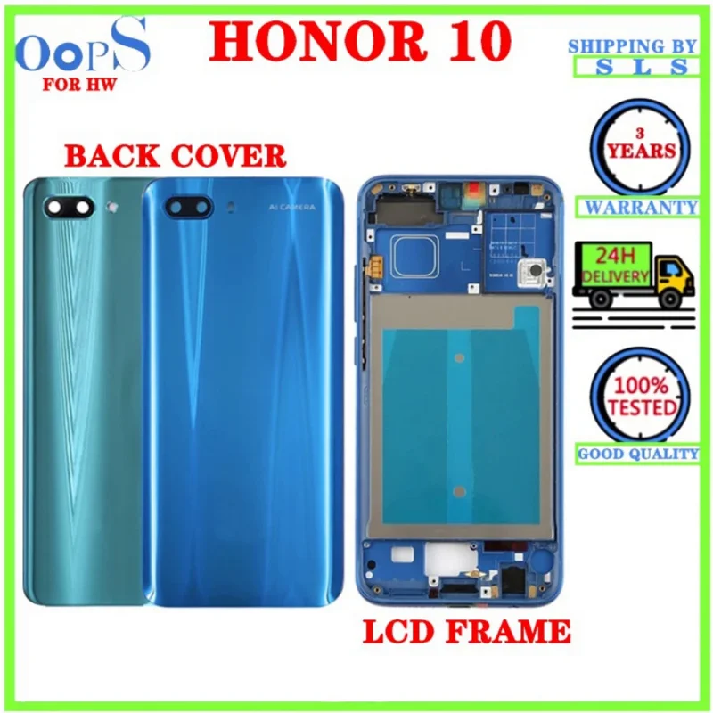 

Full Housing For Huawei Honor 10 Back Door Battery Cover LCD Middle Frame Bezel Housing Sparepart