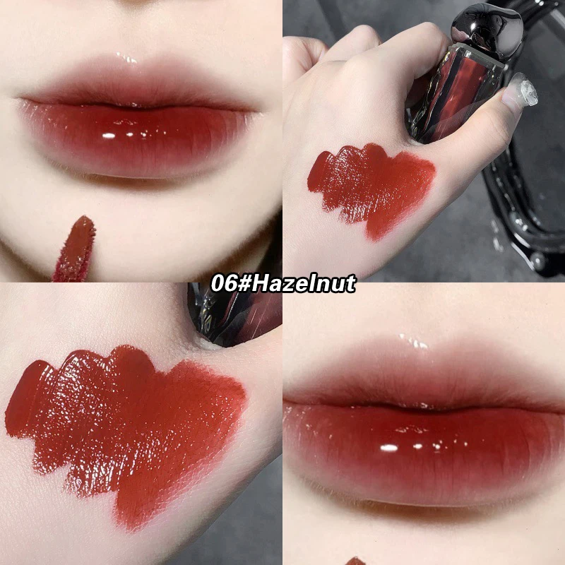 Transparente wasser glänzende orange Lip gloss rot Spiegel Gelee flüssige Lippenstifte feuchtigkeit spendende lang anhaltende Lippen tönung Fleck Kosmetik