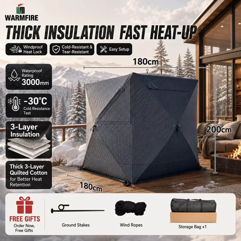 Modern Freestanding Ice Fishing Tent with Waterproof Oxford Fabric Winter Thickened and Sauna Stove Manufacture's Product