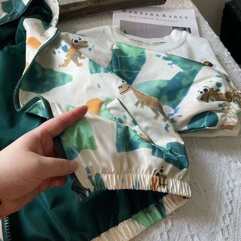 แฟชั่นเด็กทารกพิมพ์ Hooded JACKET ทารกเด็กวัยหัดเดินเด็กการ์ตูน Outwear Coat ฤดูใบไม้ผลิฤดูใบไม้ร่วงสบายๆเสื้อผ้าเด็ก 18M-10Y